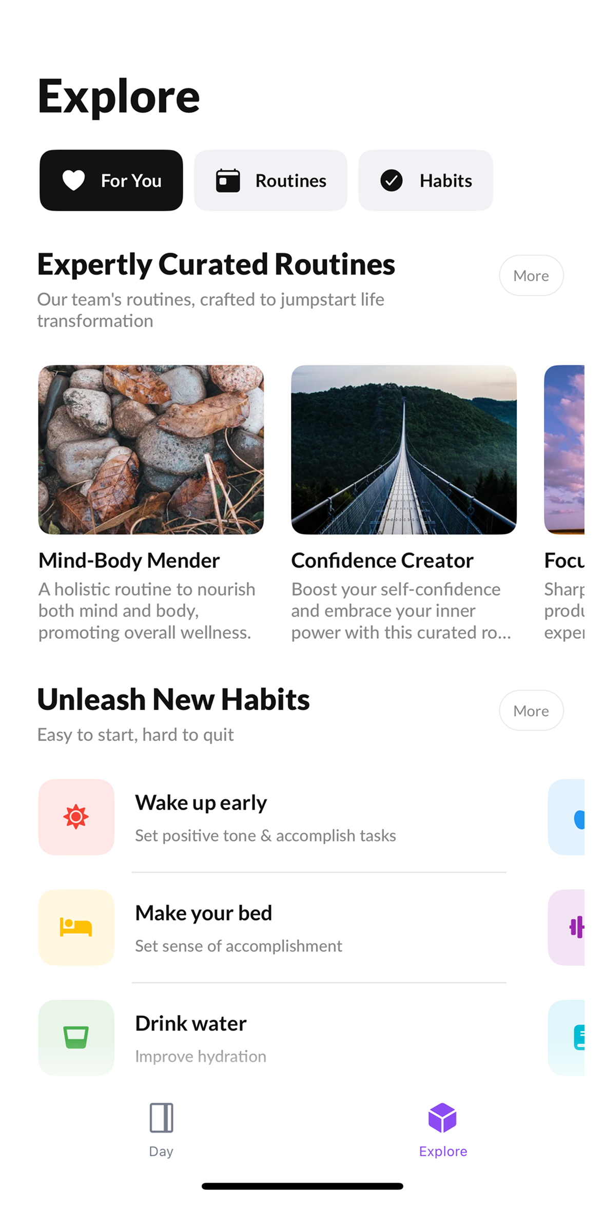 Dayful Explore screen