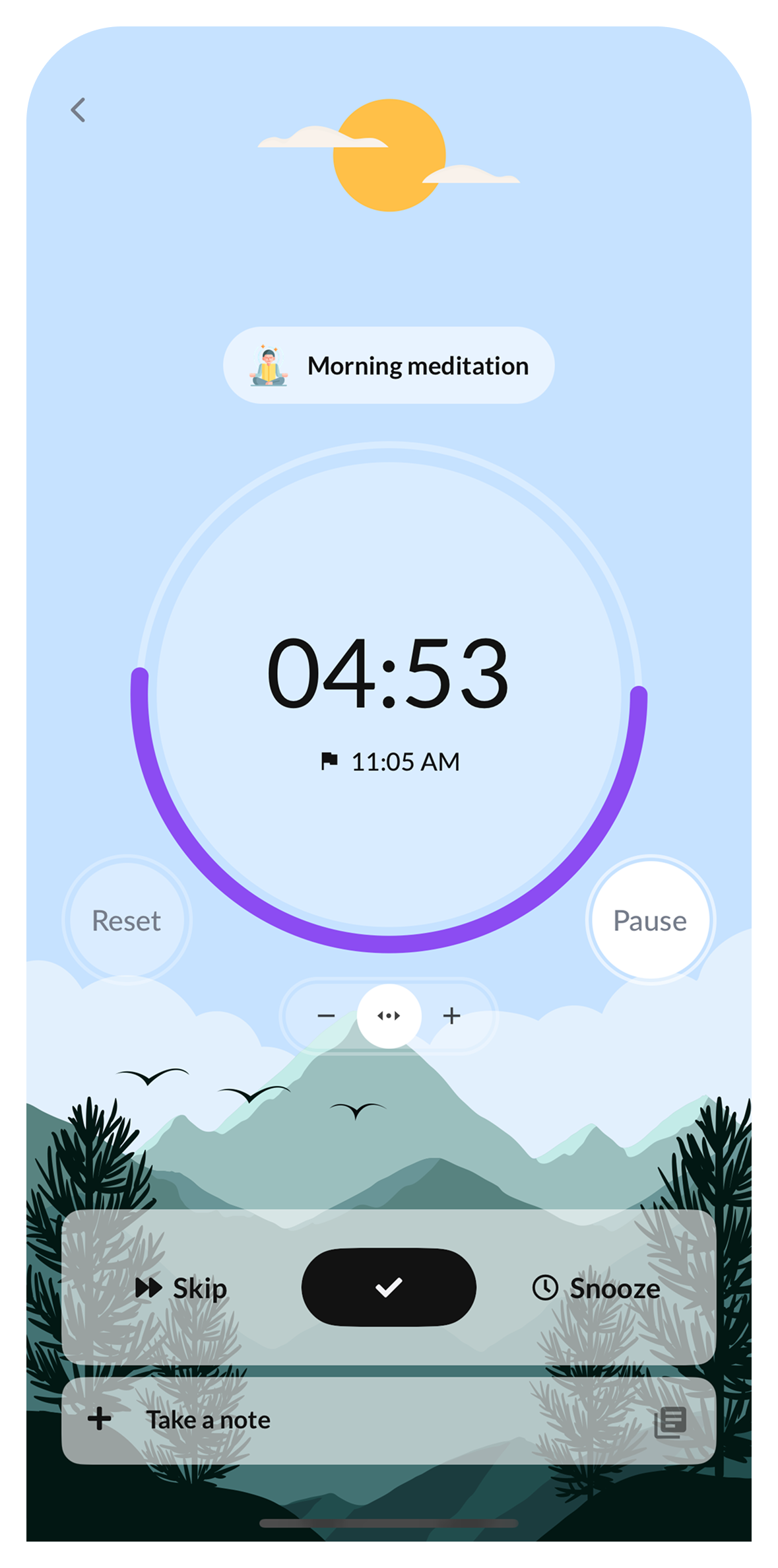 Dayful meditation timer screen